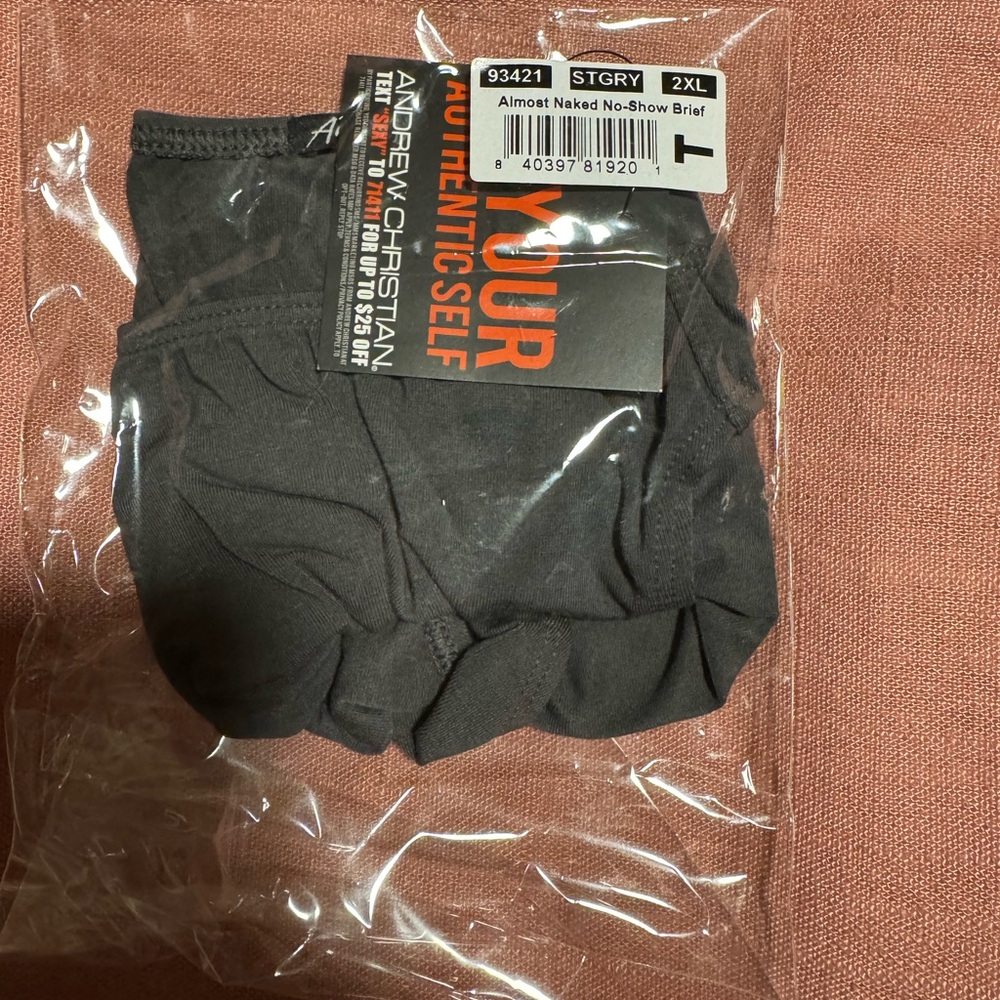 Andrew Christian Ultra Low Rise Brief - NWT - XXL,  Grey